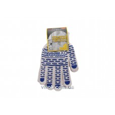 Рукавиці трикотажні білі з ПВХ хвилькою (10 клас, 95%- бавовна ,5%-поліестер) розмір 10