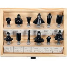 Набір фрез по дереву VOREL, зі шпинделем Ø=8 мм, 12 шт.