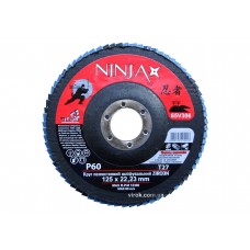 Круг пелюстковий шліфувальний NINJA Zirconium TM VIROK Т27 125х22 мм Р60 Al Inox Steel