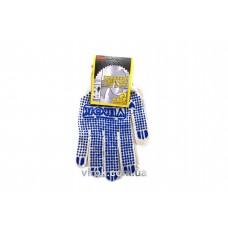 Рукавиці трикотажні білі з ПВХ крапкою (3 нитки; 70%- бавовна, 30%- поліестер) розмір 10