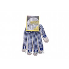 Рукавиці трикотажні білі з ПВХ крапкою (5 ниток; 70%- бавовна, 30%- поліестер) розмір 10
