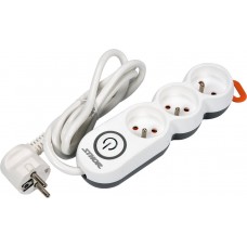 Подовжувач мережевий STHOR: l= 3 м, колодка з 3 гніздами і вмик, 3-жильний Ø=1,5 мм², з заземл