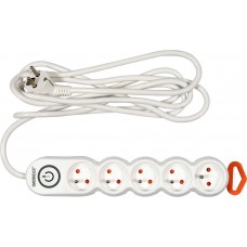 Подовжувач мережевий STHOR: l= 3 м, колодка з 5 гніздами і вмик, 3-жильний Ø=1,5 мм², з заземл