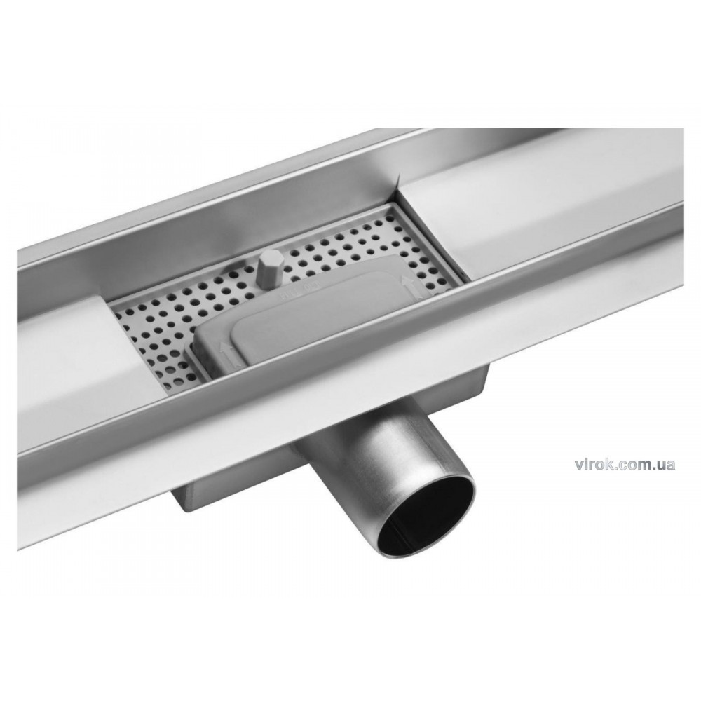 Трап підлоговий для душу FALA "WHITE GLASS" з нержавіючої сталі 70 х 7 х 7 см Трап підлоговий для душу FALA "WHITE GLASS" з нержавіючої сталі 70 х 7 х 7 см