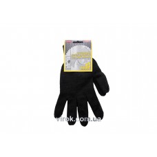 Рукавиці трикотажні подвійні чорні без ПВХ крапки (7/10 клас, 70% - бавовна, 30% - поліестр) розмір 10