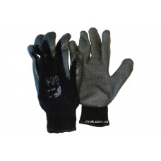 Рукавиці VIROK трикотажні бавовняні сірі 10 клас покритті рифленним латексом