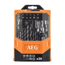 Набір свердл і насадок викруткових AEG: з шпинделем- 1/4", 16 свердл, 10 насадок, 30 шт. в футлярі