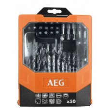 Набір свердл і насадок викруткових AEG: з шпинделем- 1/4", 25 свердл, 21 насадка, 50 шт. в футлярі