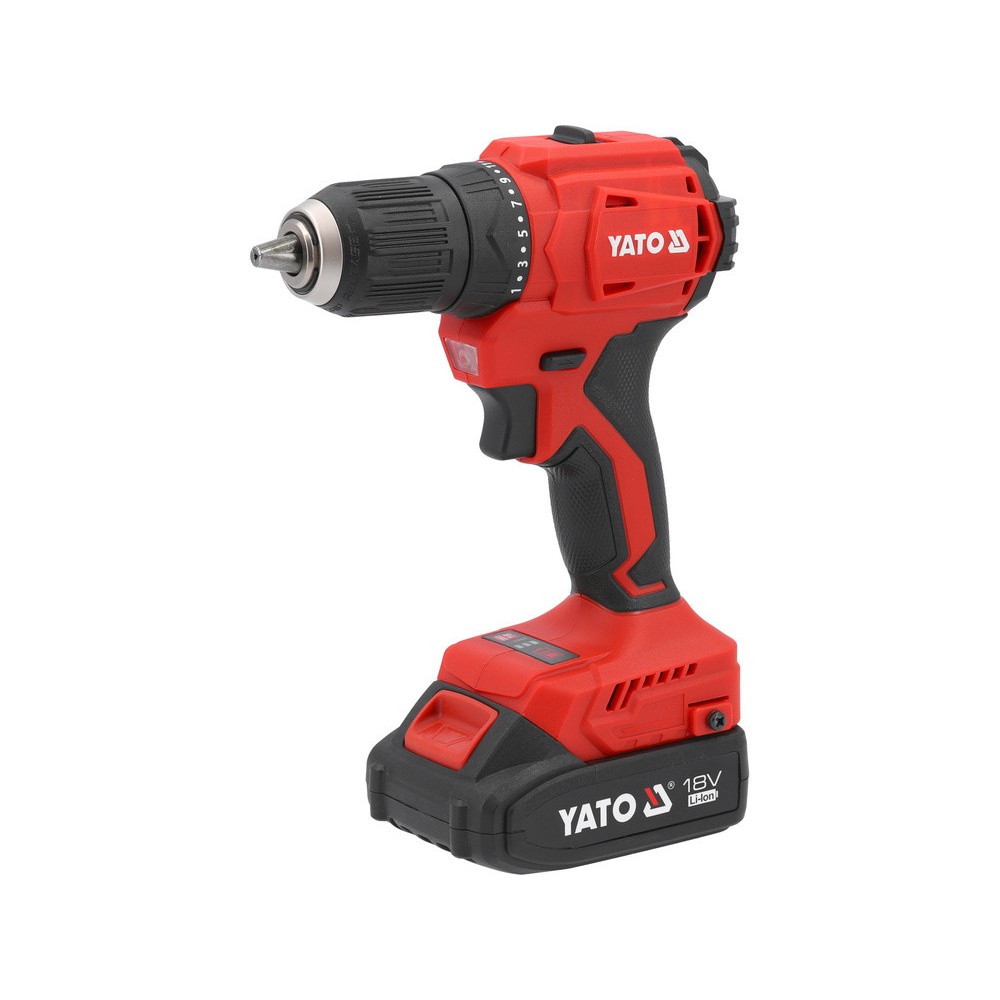 Шуруповерт-дриль акумуляторний Li-Ion YATO: V=18 В, крутн.мом.- 45 Нм, 2 Агод, патрон Ø≤ 13 мм [6]