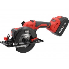 Пила дискова акумуляторна YATO: Li-Ion 18 В 4 АГод, для диска Ø=140/20 мм, 24 зуби, глиб р- 51-32 мм