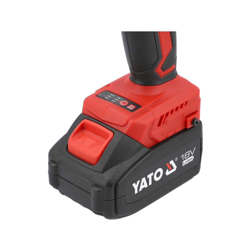 Гайковерт ударний, безщітковий YATO: 2 акум.18 В Li-Ion 4 АГод, квадрат1/2", 850 Нм + зарядн. пристр