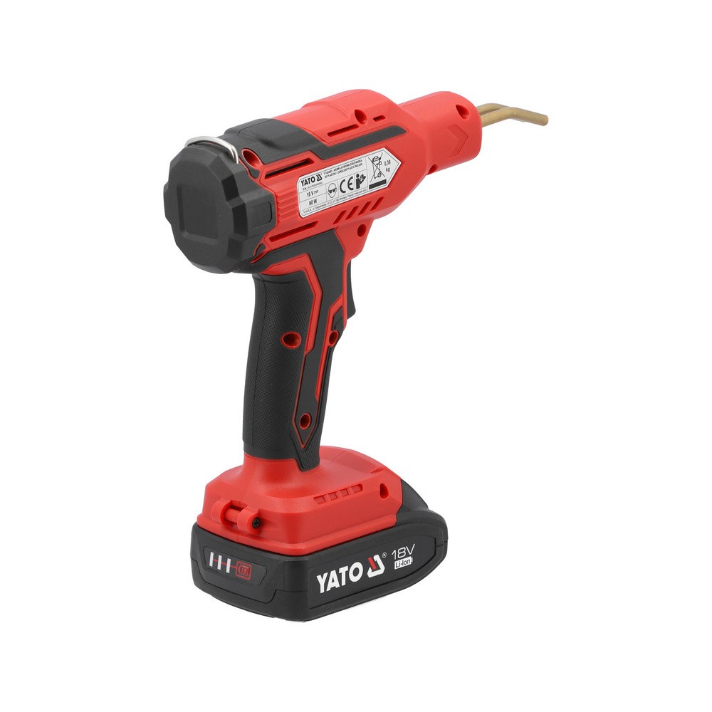 Паяльник для пластика YATO акумул. Li-Ion 18 В 2 АГод, 60 Вт, макс. t= 500ºC у футлярі з обладнанням