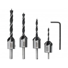 Набір свердл по дереву з зенкером з 6-гран. ключем STHOR 22720
