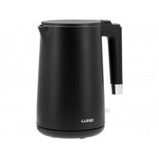 Електрочайник з термостатом з нержавіючої сталі LUND 1,5 л чорний, 2200 Вт, живлення від мережі 230В