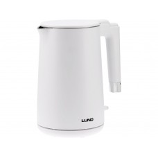 Електрочайник з термостатом з нержавіючої сталі LUND 1,5 л білий, 2200 Вт, живлення від мережі 230 В