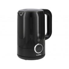 Електрочайник з термостатом з нержавіючої сталі, чорний LUND 1,7 л, 2200 Вт, живл від мережі 230 В