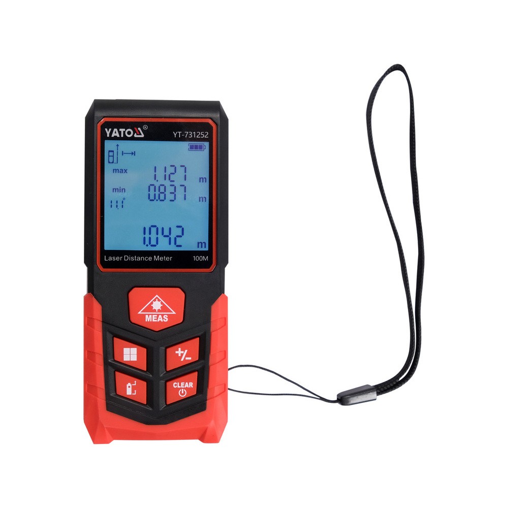 Дальномір лазерний YATO з LCD- дисплеєм дальн- 100м, похибка ±2мм, виміри площі і об'єму живл- 2-ААА Дальномір лазерний YATO з LCD- дисплеєм дальн- 100м, похибка ±2мм, виміри площі і об'єму живл- 2-ААА