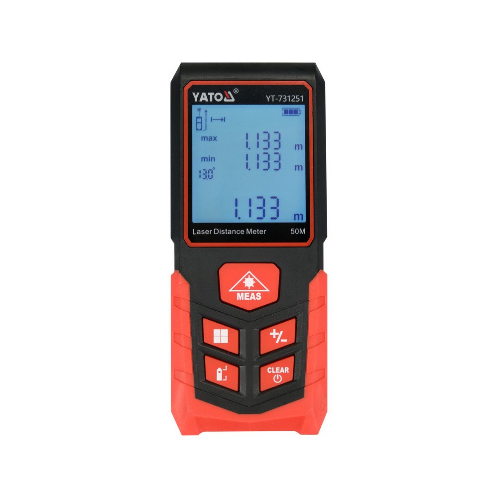 Дальномір лазерний YATO з LCD- дисплеєм, дальн- 50м, похибка ±2мм, виміри площі і об'єму живл- 2-ААА Дальномір лазерний YATO з LCD- дисплеєм, дальн- 50м, похибка ±2мм, виміри площі і об'єму живл- 2-ААА