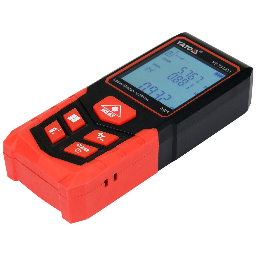 Дальномір лазерний YATO з LCD- дисплеєм, дальн- 50м, похибка ±2мм, виміри площі і об'єму живл- 2-ААА Дальномір лазерний YATO з LCD- дисплеєм, дальн- 50м, похибка ±2мм, виміри площі і об'єму живл- 2-ААА