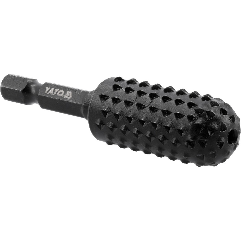 Фреза рашпільна циліндрична по дереву YATO Ø= 16 мм, l= 65 мм, 6-гран. шпиндель 1/4" з вуглец сталі Фреза рашпільна циліндрична по дереву YATO Ø= 16 мм, l= 65 мм, 6-гран. шпиндель 1/4" з вуглец сталі