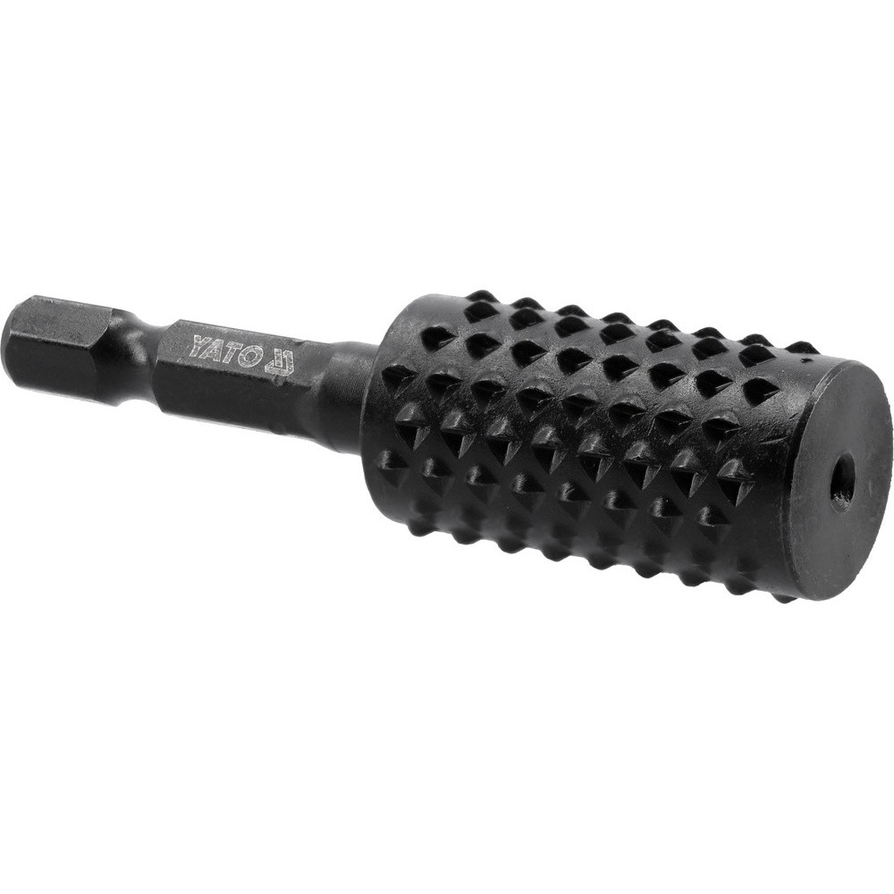 Фреза рашпільна циліндрична по дереву YATO Ø= 16 мм, l= 60 мм, 6-гран. шпиндель 1/4" з вуглец сталі Фреза рашпільна циліндрична по дереву YATO Ø= 16 мм, l= 60 мм, 6-гран. шпиндель 1/4" з вуглец сталі