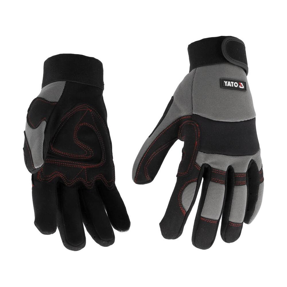 Рукавиці робочі з м'якими прокладками YATO : штучна шкіра, поліуретан, спандекс, розмір 11 [12]