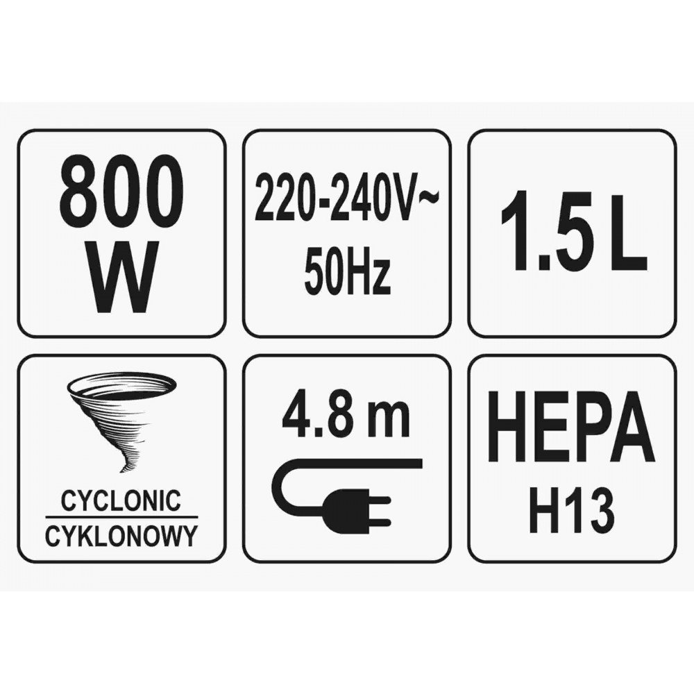 Порохотяг вертикальний LUND 800 Вт 1.5 л 4.8 м Порохотяг вертикальний LUND 800 Вт 1.5 л 4.8 м