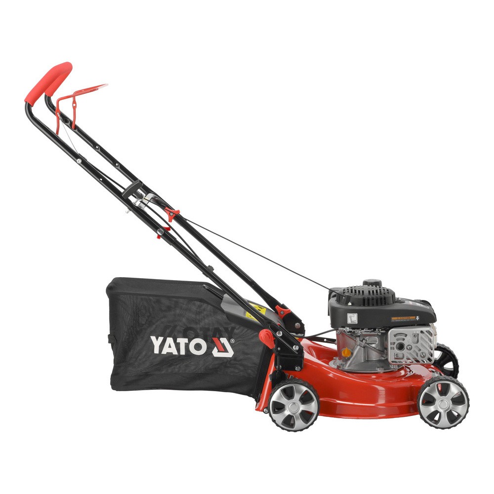 Газонокосарка бензинова YATO 2,1кВт, ширина різання: Ø= 41см, травозбірник- 40л Газонокосарка бензинова YATO 2,1кВт, ширина різання: Ø= 41см, травозбірник- 40л