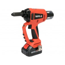 Заклепочник акумуляторний безщітковий YATO: Li-Ion 18 В 3АГод, 20 kN, для заклепок Ø= 2,4-5,0 мм [4]