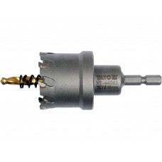 Свердло коронка по металу TCT YATO: Ø38 x103 мм, товщ. до 25мм, з напрямним, 6-гран. хвост 1/4" [10]