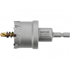 Свердло коронка по металу TCT YATO: Ø40 x103 мм, товщ. до 25мм, з напрямним, 6-гран. хвост 1/4" [10]