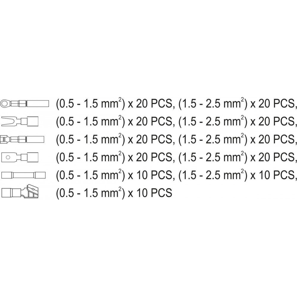 Кліщі для обтискання і зачистки проводів YATO. L=205 мм, 0,2- 6 мм², з наконечниками, 191 елем. Кліщі для обтискання і зачистки проводів YATO. L=205 мм, 0,2- 6 мм², з наконечниками, 191 елем.