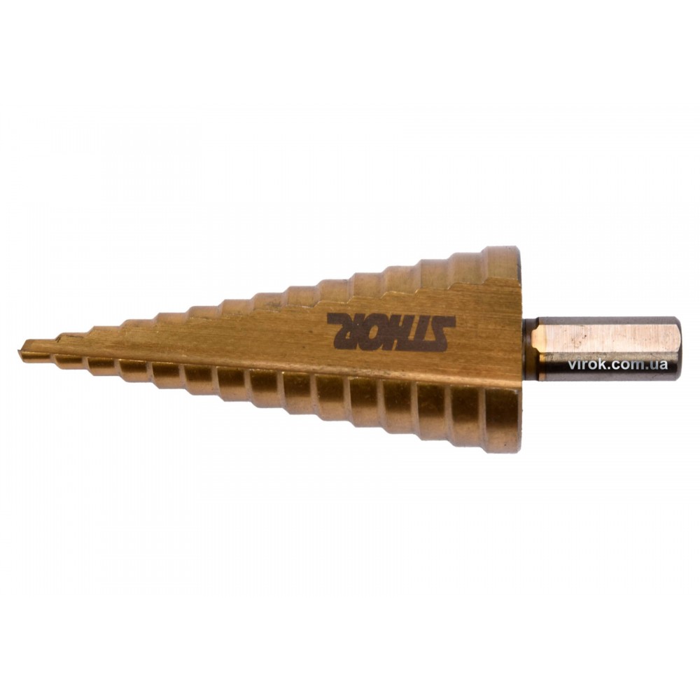 Свердло конічне ступінчасте по металу STHOR 4-32 мм HSS 4241 Свердло конічне ступінчасте по металу STHOR 4-32 мм HSS 4241