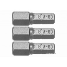 Насадка викруткова STHOR "HEX" H8 x 25 мм HEX 1/4" Cr-V 3 шт