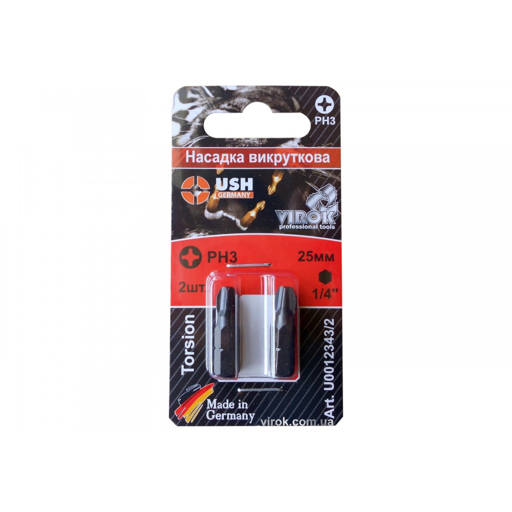 Насадка викруткова USH 1/4" хрестова PH3 x 25 мм 2 шт Насадка викруткова USH 1/4" хрестова PH3 x 25 мм 2 шт