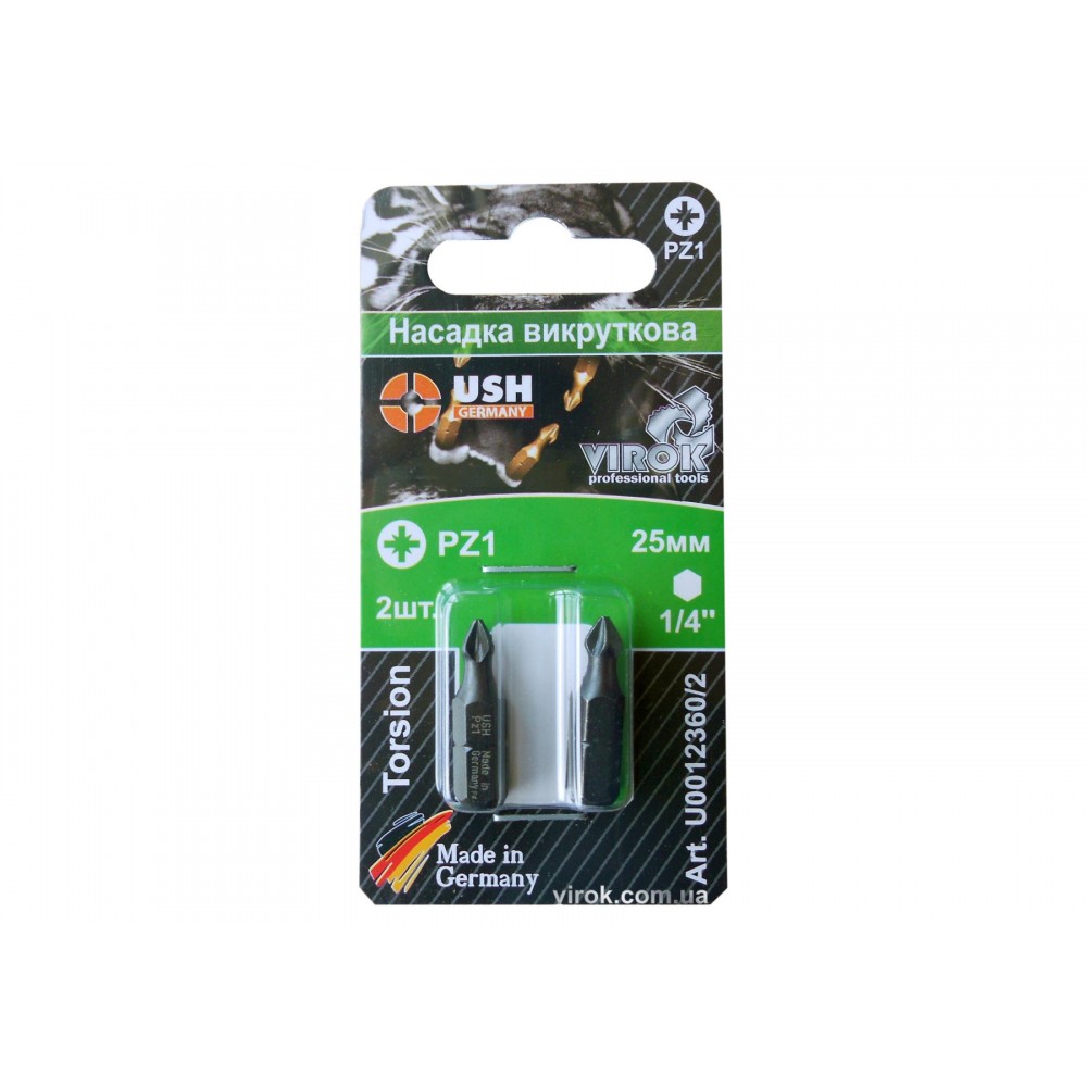 Насадка викруткова USH 1/4" хрестова PZ1 x 25 мм 2 шт Насадка викруткова USH 1/4" хрестова PZ1 x 25 мм 2 шт