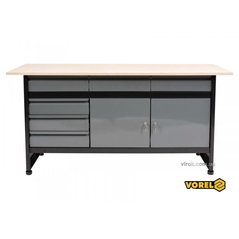 Стіл для майстерні VOREL 1700 х 600 х 840 мм 6 шухляд з лакованої бляхи 0.8-1 мм Стіл для майстерні VOREL 1700 х 600 х 840 мм 6 шухляд з лакованої бляхи 0.8-1 мм