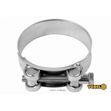 Хомут сталевий оцинкований з гвинтовим затискачем GBS W1 VOREL Ø86-91/24 мм