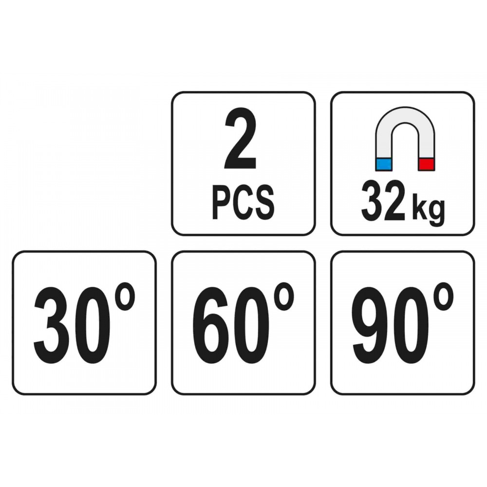 Магнітні кутники для зварювання YATO 30°, 60°, 90° 32 кг 2 шт Магнітні кутники для зварювання YATO 30°, 60°, 90° 32 кг 2 шт