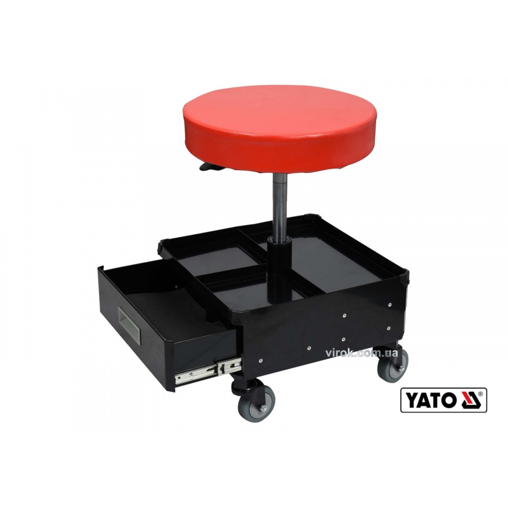 Табурет на колесах YATO з 3 шуфлядами 380 x 380 x 450-560 мм 150 кг Табурет на колесах YATO з 3 шуфлядами 380 x 380 x 450-560 мм 150 кг