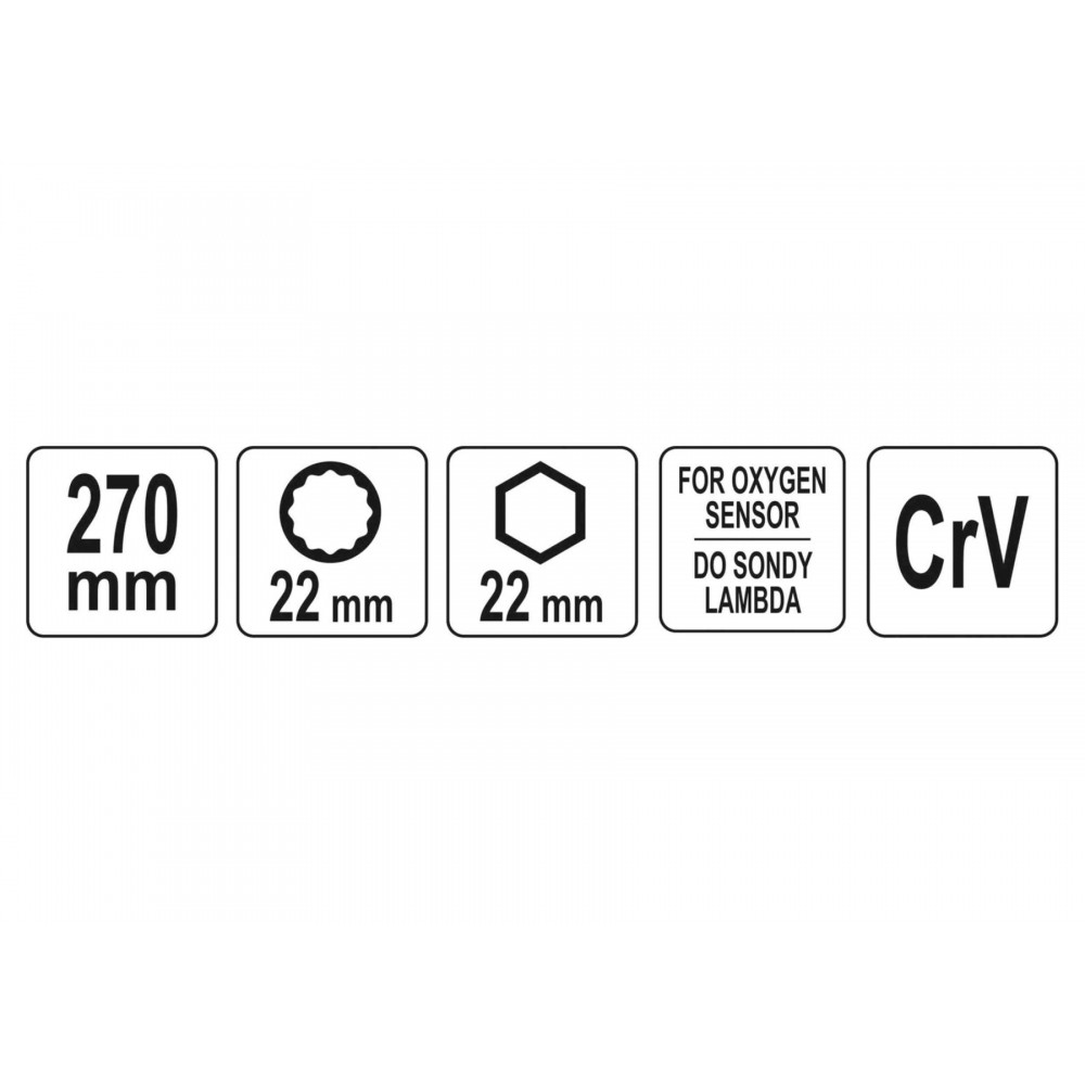Ключ для лямбда-зонду двосторонній YATO 6/12 гранний 22 x 270 мм Cr-V Ключ для лямбда-зонду двосторонній YATO 6/12 гранний 22 x 270 мм Cr-V