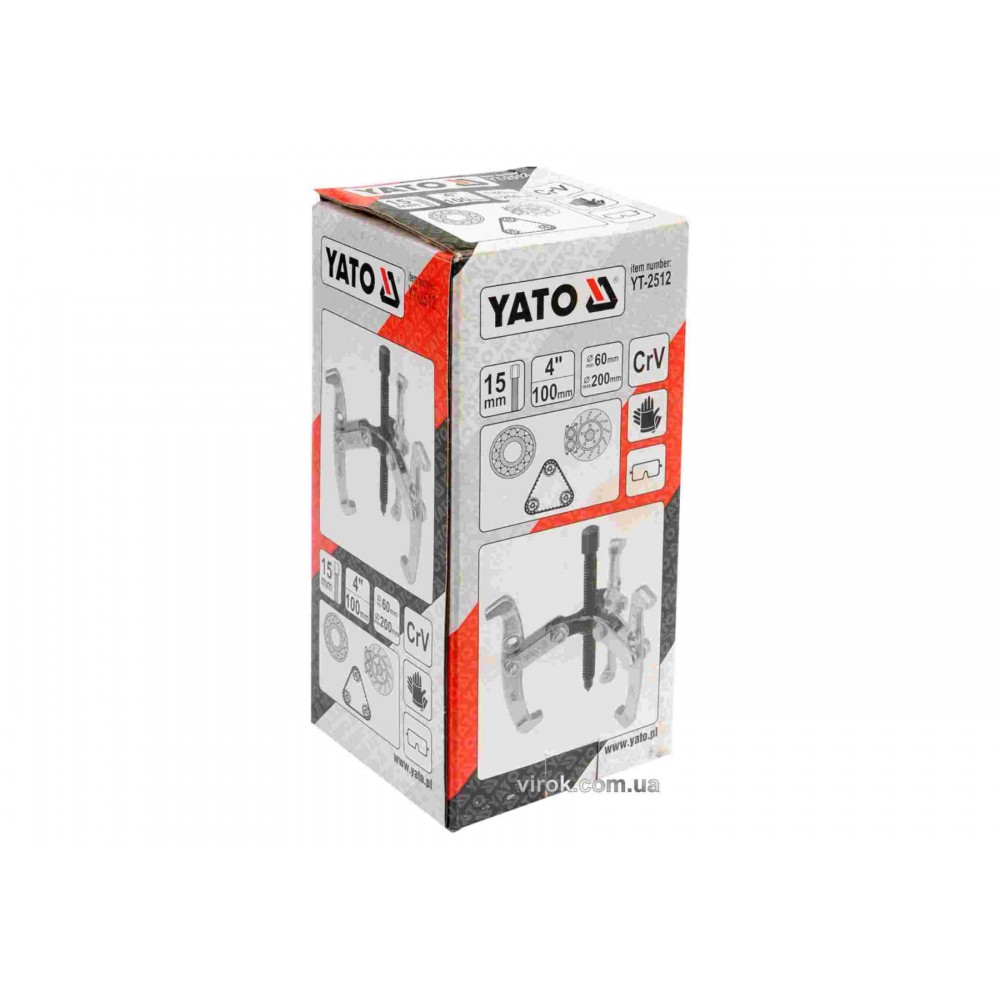 Знімач підшипників трилапковий YATO Ø60-200 мм Знімач підшипників трилапковий YATO Ø60-200 мм