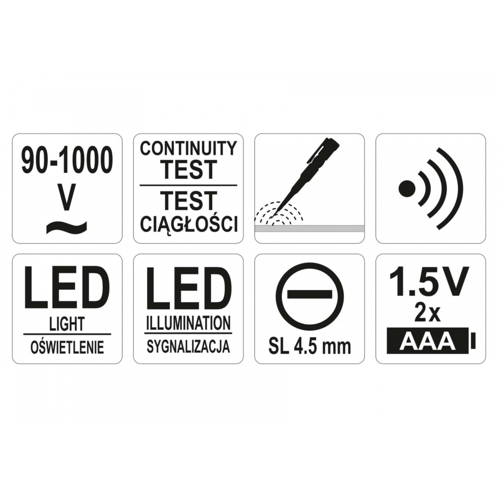 Індикатор напруги мережі YATO 90-1000 В SL4.5 мм Індикатор напруги мережі YATO 90-1000 В SL4.5 мм