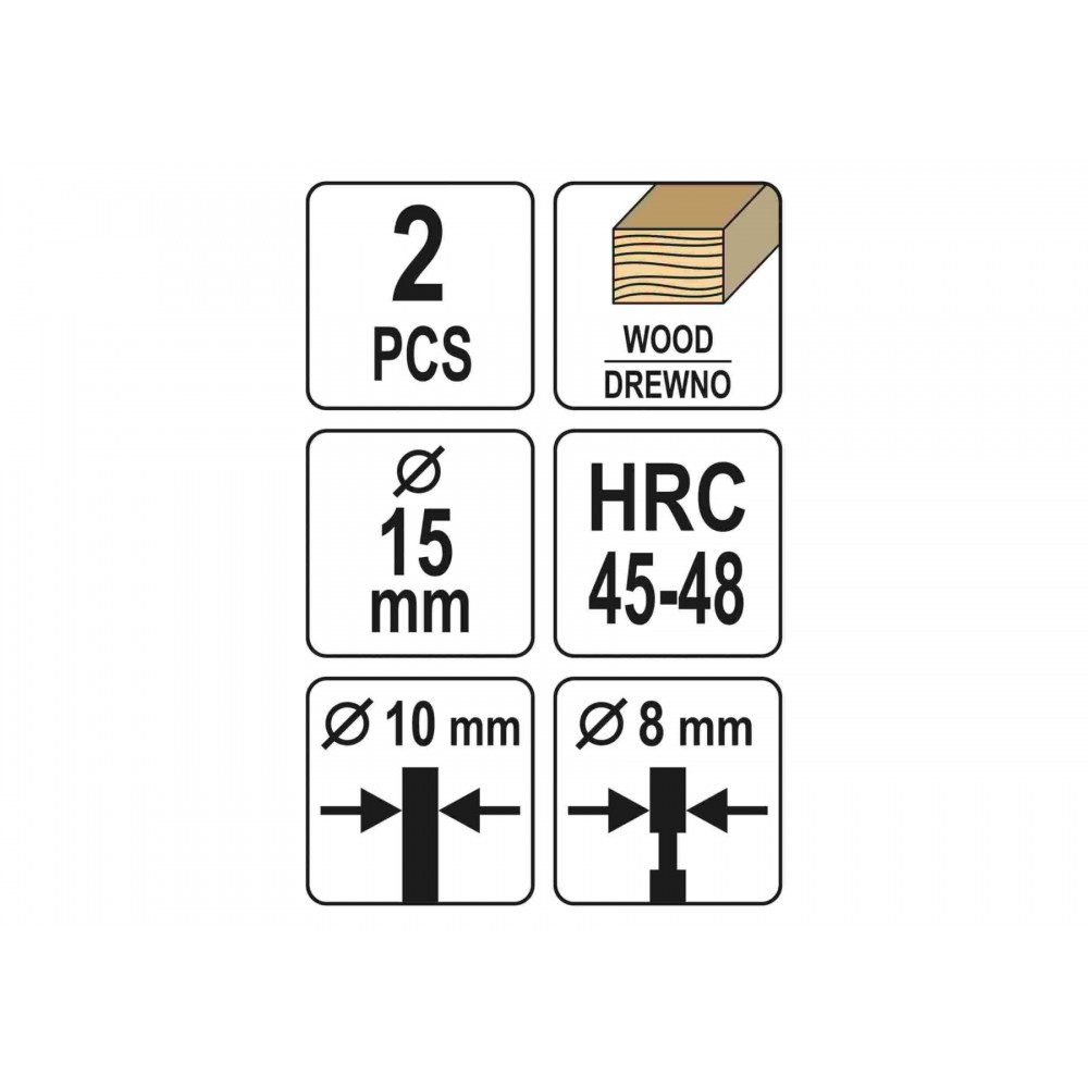 Свердла по дереву: коронка і фреза YATO 15 мм 110/90 мм 2 шт Свердла по дереву: коронка і фреза YATO 15 мм 110/90 мм 2 шт