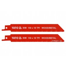 Полотна по дереву і металу бі-металеві до шаблевої пили YATO 150 x 1 мм 18 зубів/1" 2 шт