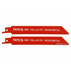 Полотна по дереву і металу бі-металеві до шаблевої пили YATO 150 x 1 мм 24 зуба/1" 2 шт