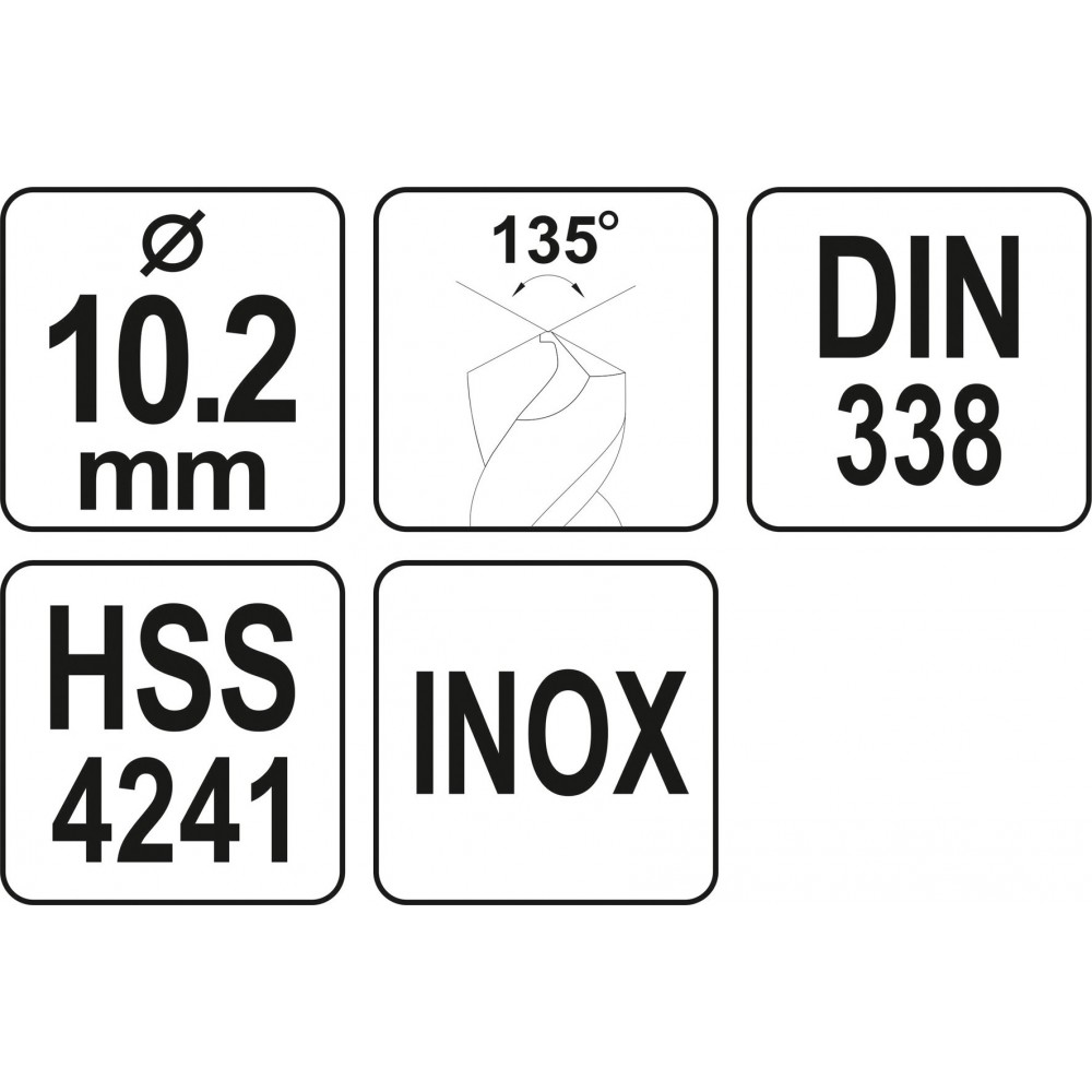 Свердло по металу PREMIUM YATO до нержавіючої і високолегованої сталі, литва 10.2 х 130 мм HSS 4241 Свердло по металу PREMIUM YATO до нержавіючої і високолегованої сталі, литва 10.2 х 130 мм HSS 4241