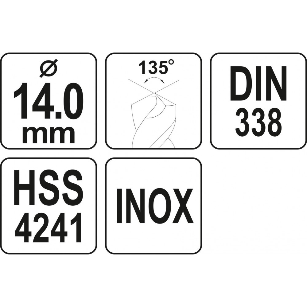 Свердло по металу PREMIUM YATO до нержавіючої і високолегованої сталі, литва 14 х 160 мм HSS 4241 Свердло по металу PREMIUM YATO до нержавіючої і високолегованої сталі, литва 14 х 160 мм HSS 4241
