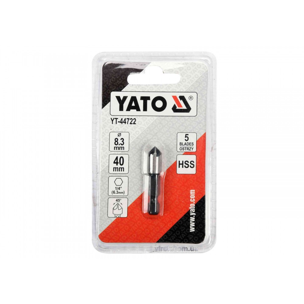 Зенківка конічна по металу YATO HEX- 1/4" 8.3 x 40 мм HSS Зенківка конічна по металу YATO HEX- 1/4" 8.3 x 40 мм HSS