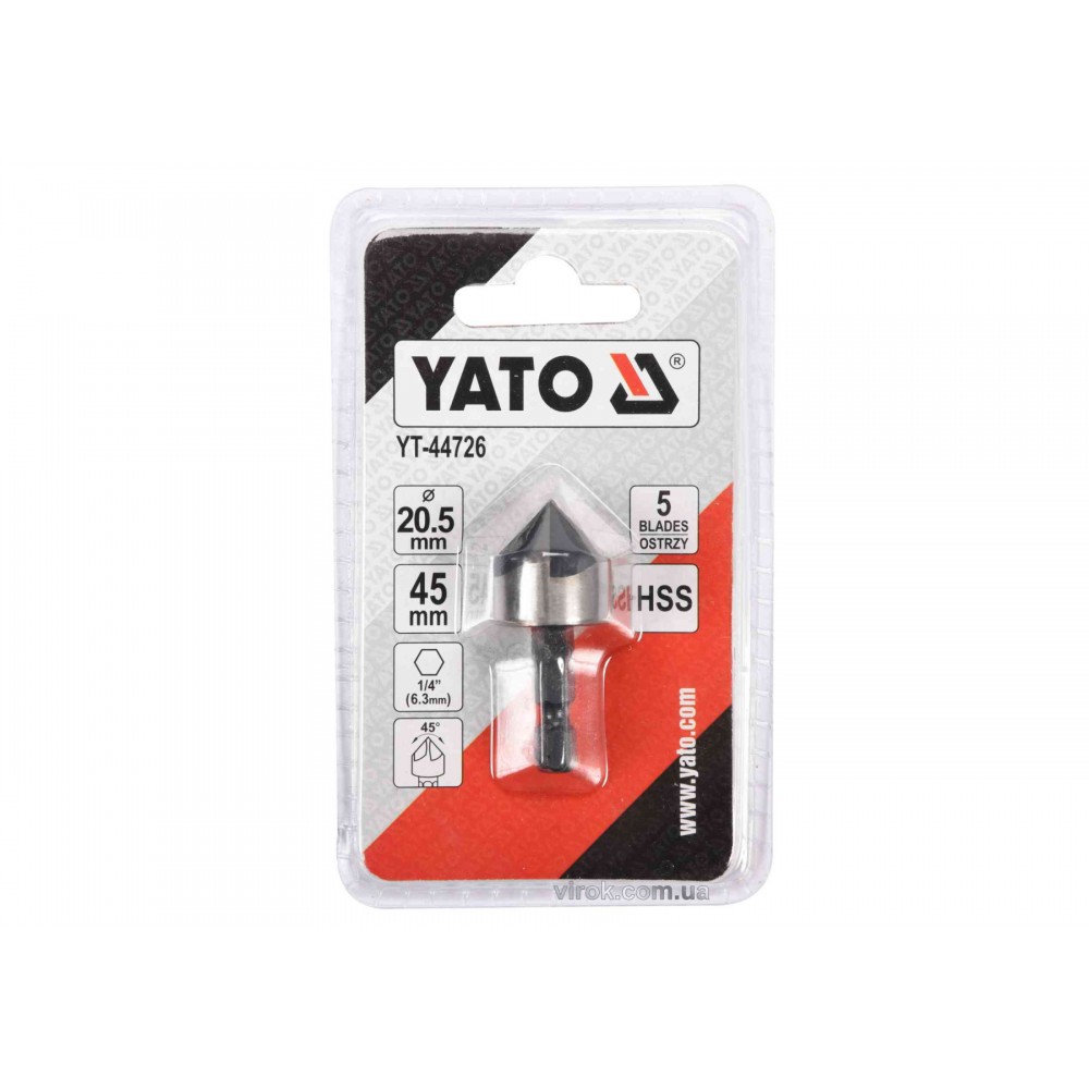 Зенківка конічна по металу YATO HEX- 1/4" 20.5 x 45 мм HSS Зенківка конічна по металу YATO HEX- 1/4" 20.5 x 45 мм HSS